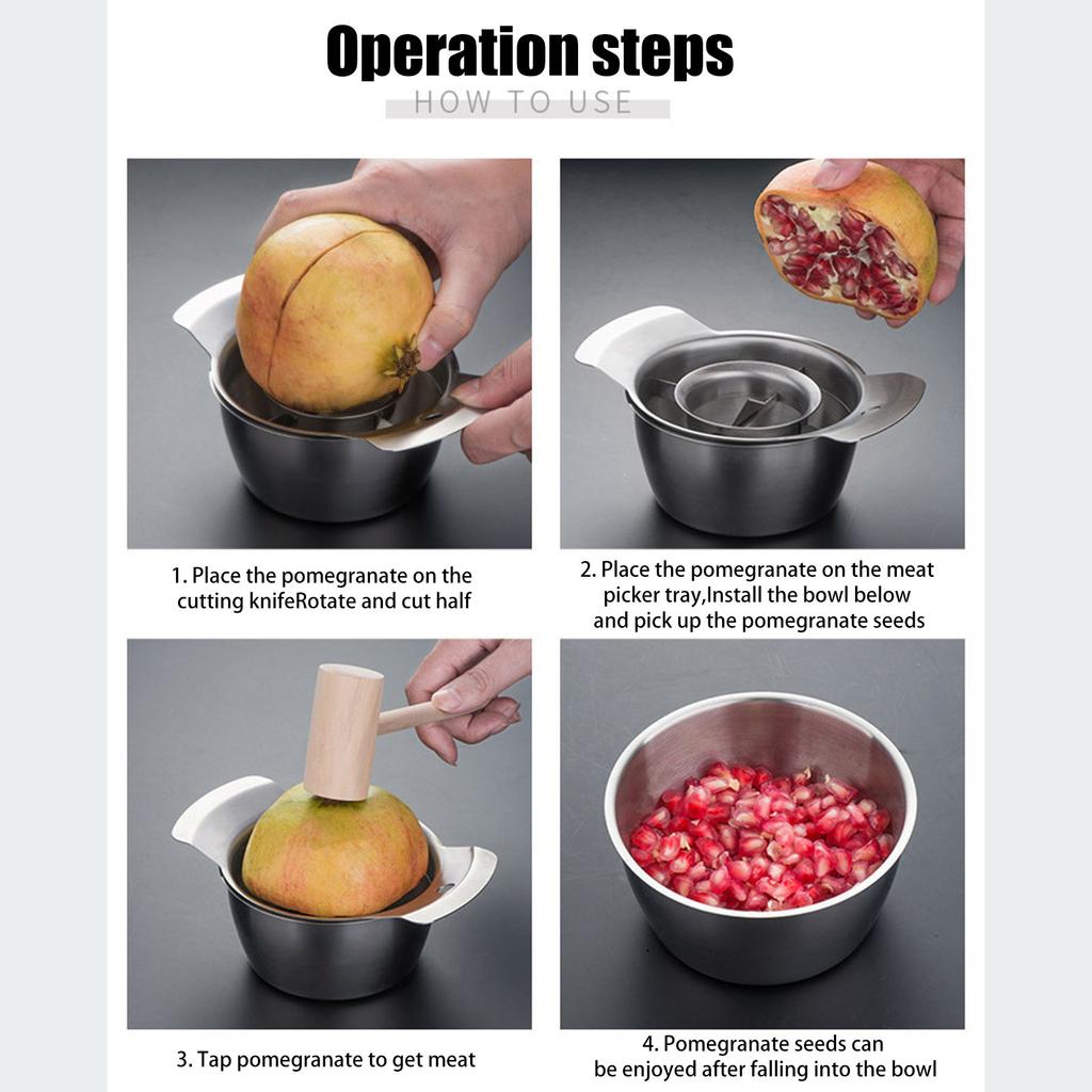 Strumento per snocciolare e sbucciare melograni, Snocciolatore per melograni in acciaio inossidabile, Set di strumenti per snocciolare e sbucciare melograni, Sbucciatore per melograni per sbucciare melograni