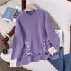 Women's Fashion Casual Fall Winter Solid Color Print Long Sleeve O-Neck Sweaters