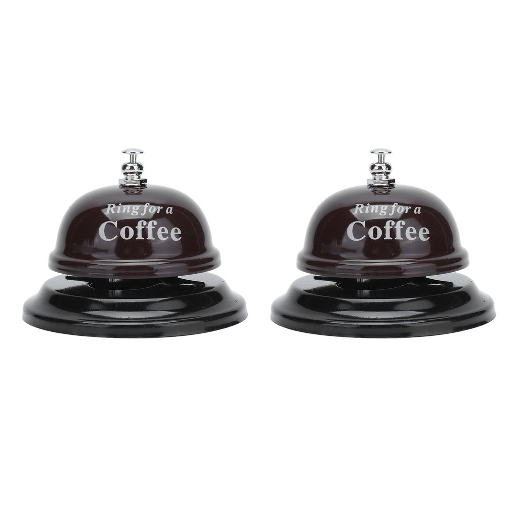 2Pcs Service Bell Exquisite Clear Sound Classic Shape Polishing Glossy Nonslip Base Call Bell for Hotel Restaurant