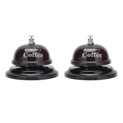2Pcs Service Bell Exquisite Clear Sound Classic Shape Polishing Glossy Nonslip Base Call Bell for Hotel Restaurant