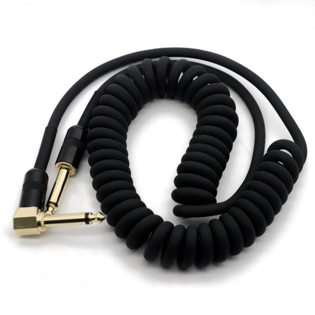 3m Guitar Coil Cable Bass Shield Curl Cord Type Stereo Plug Instrument Cable L-S 6.35mm (Black)