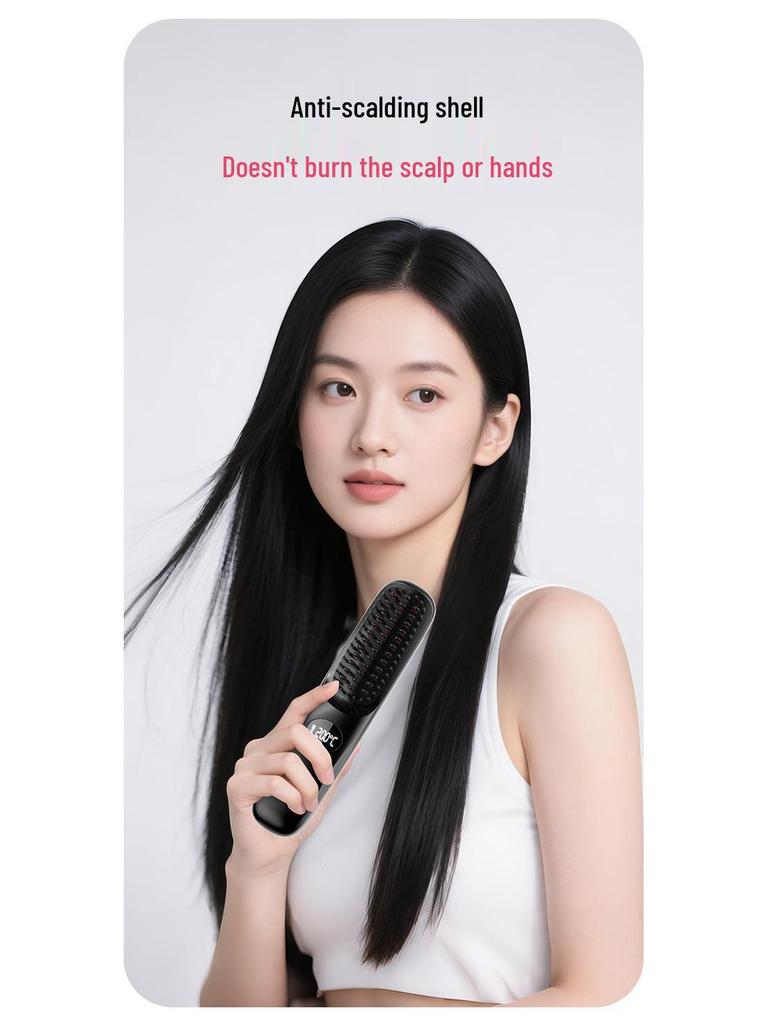 Rechargeable Ceramic Hair-Safe Wireless Straightening & Curling Brush