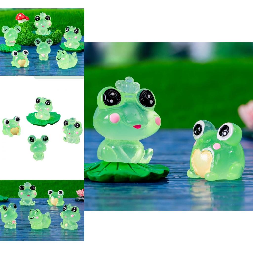 Adorable Glowing Frog Figurines For Car And Desk Resin Craft Decor Accessories