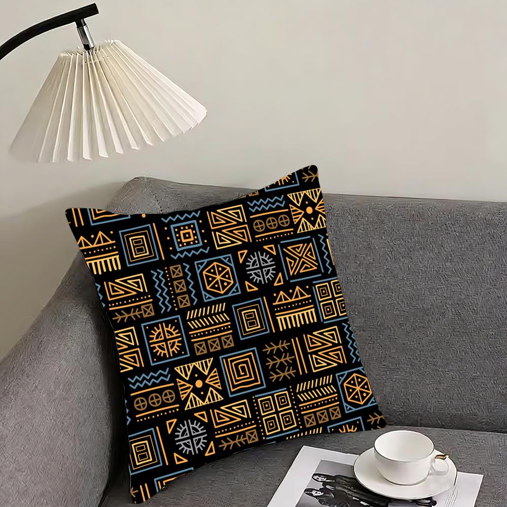 African Tribal Pattern Cushion Cover Pillowcase Comfort Sofa Bed Silky Elegant Invisible Zipper Decorative Cushion Cover