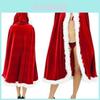 Cozy Dark Red Mrs Santa Claus Fancy Dress Cape With Luxurious White Fur Detailing