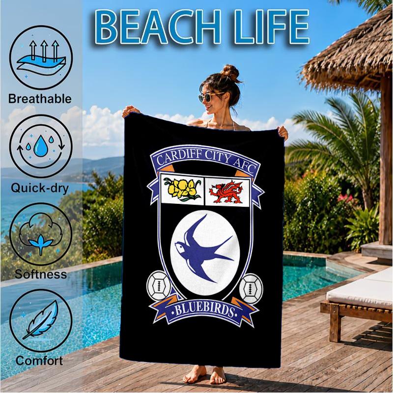 Card-iff Fc Crest Printed Microfiber Beach Towel, Soft And Absorbent, Quick-Dry, Ideal for Summer Travel, Beach Essential, Swimming Pool