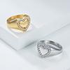 Ins Heart-shaped Full Diamond Ring, Women's Love Tail Ring, Fashionable and High-end Temperament Wear, Titanium Steel Gold-plated Hand Jewelry