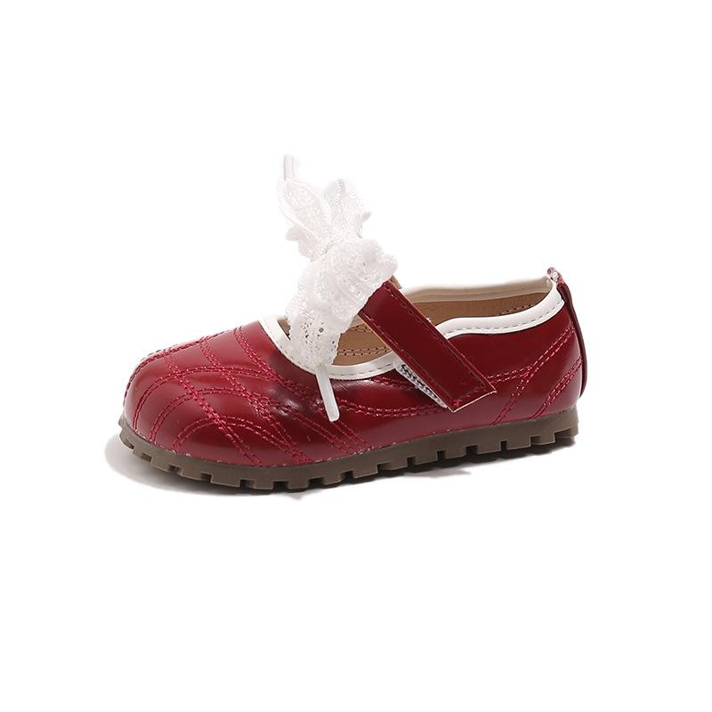 

Girls Shoes with Bows - Spring and Autumn Soft-soled Single Shoes 21 бордовый