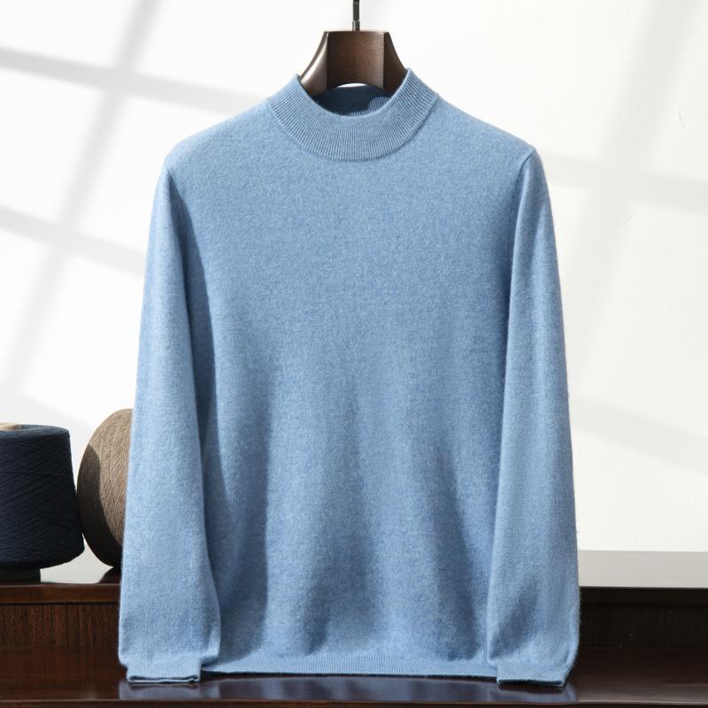 Cashmere shirt semi-turtleneck sweater solid color long-sleeved inner with wool knitting