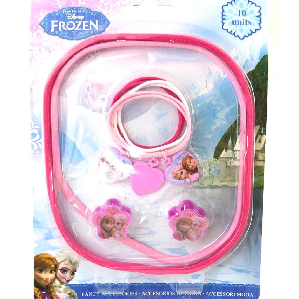 Reine des Neiges [M5956] - Set accessoires cheveux 'Frozen - Reine des Neiges' rose (10 pièces)