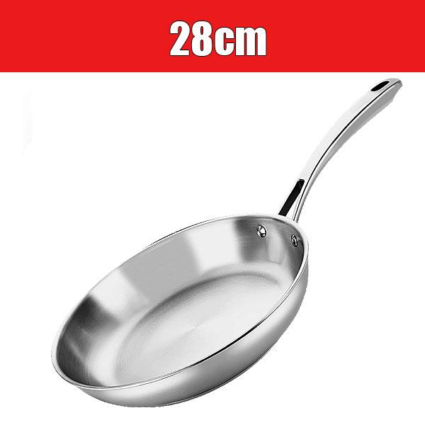 

24/26/28cm Stainless Steel Frying Pan Non-coating Kitchen Cooking Pot Steak Egg Frying Pan Skillet Gas Stove Induction Cooker