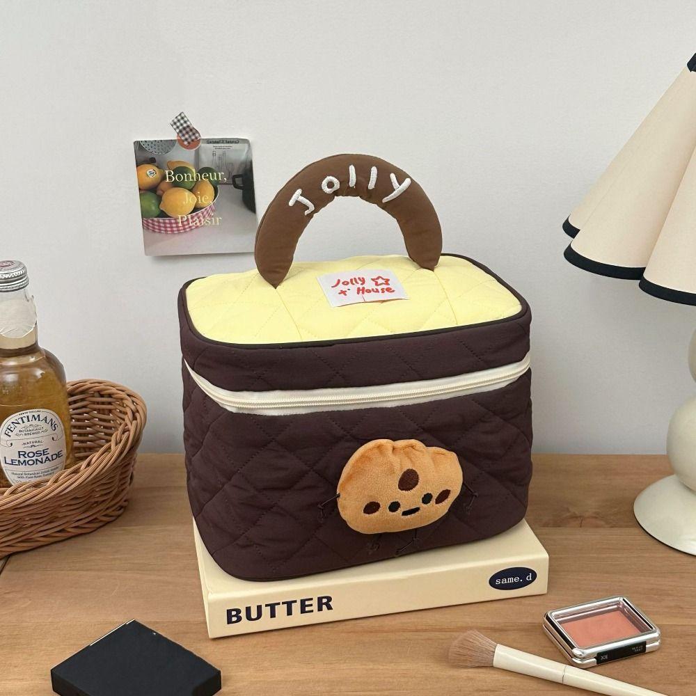 Dopamine Color Cute Cabin Makeup Bag Kawaii Toiletry Bag Portable Handheld Cosmetic Case  Travel
