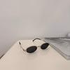 Vintage oval metal niche sunglasses women's advanced sense old money wind nerd anti-ultraviolet plain plain light glasses
