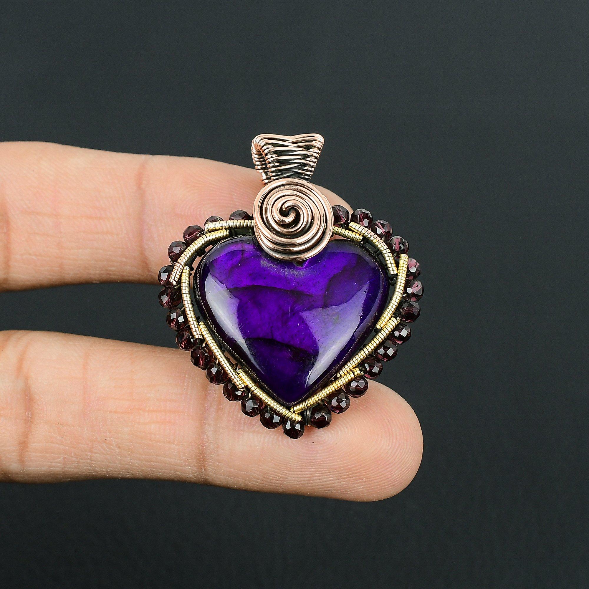 

Фиолетовый флэш-лабрадорит, драгоценный камень, чистая медная проволока, удивительный ювелирный кулон ручной работы 1.65 Inches фиолетовый