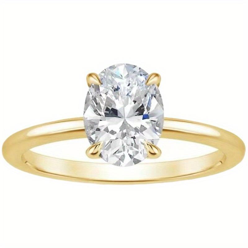 1Pc Fashionable Inlaid Synthetic Zircon Ring, Simple Style