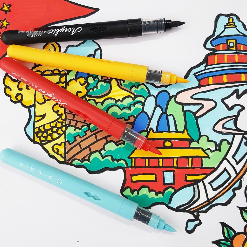 Nachfüllbarer Weichpinsel-Acrylmarker für einzelne Stifte - 16 Farboptionen, Große Kapazität