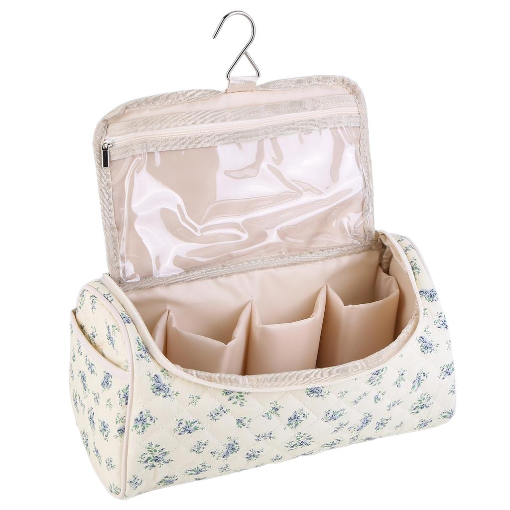 Floral Printed Cosmetic Bag Wide Opening Hair Dryer Storage Bag Toiletry Organizer Bag for Women Girls