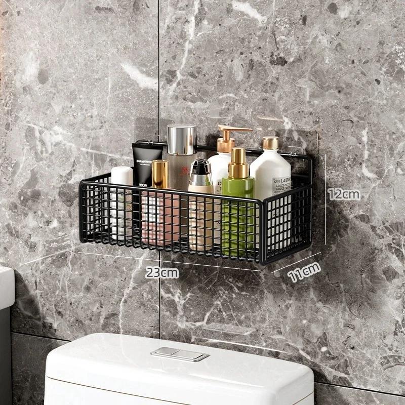 

No Drill Adhesive Bathroom Shelf Easy Install Wall Mounted Metal Organizer for Shower Storage Towel Toilet Paper Bathroom Shelve