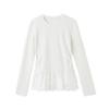 White Lace Floral Trim Long Sleeve Base Layer Top for Women - Autumn/Winter Korean Style Fashion New Arrival.