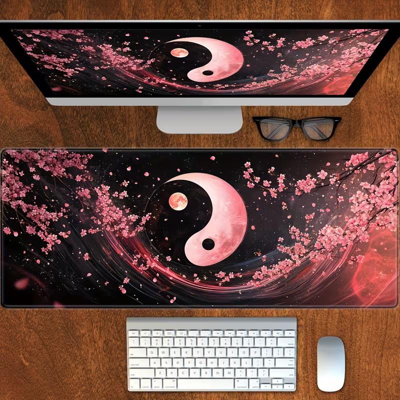 Japanese Mount Fuji Cherry Blossom Gaming Mouse Pad Extended Non Slip Mat Smooth Edges For Gamers Office Home Wireless Mouse
