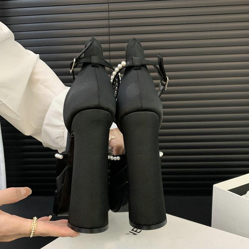 Fashion 2025 New High Heels Waterproof Platform Banquet Ladies Satin Sandals Fashion Show 15 Cm Heels