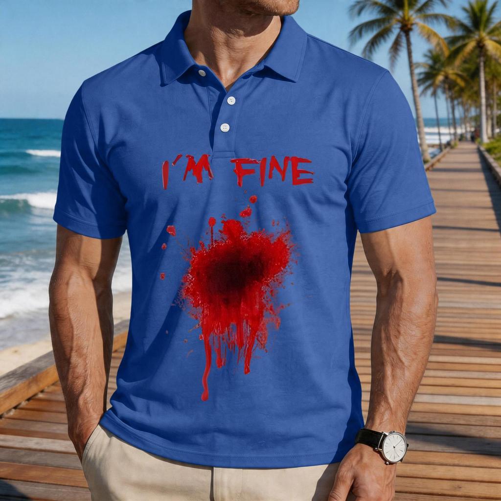 Men's Casual Short Sleeve Polo Shirt Loose Fit Halloween Themed Graphic Print Comfortable Lightweight Top