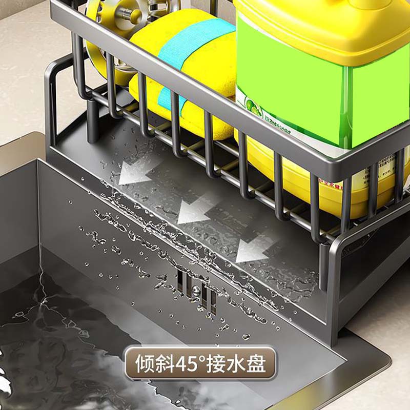 Kitchen Sink Drain Rack Organizer ABS Plastic Self-draining Sink Shelf Soap Sponge Holder Dishcloth Towel Rack Filter Basket