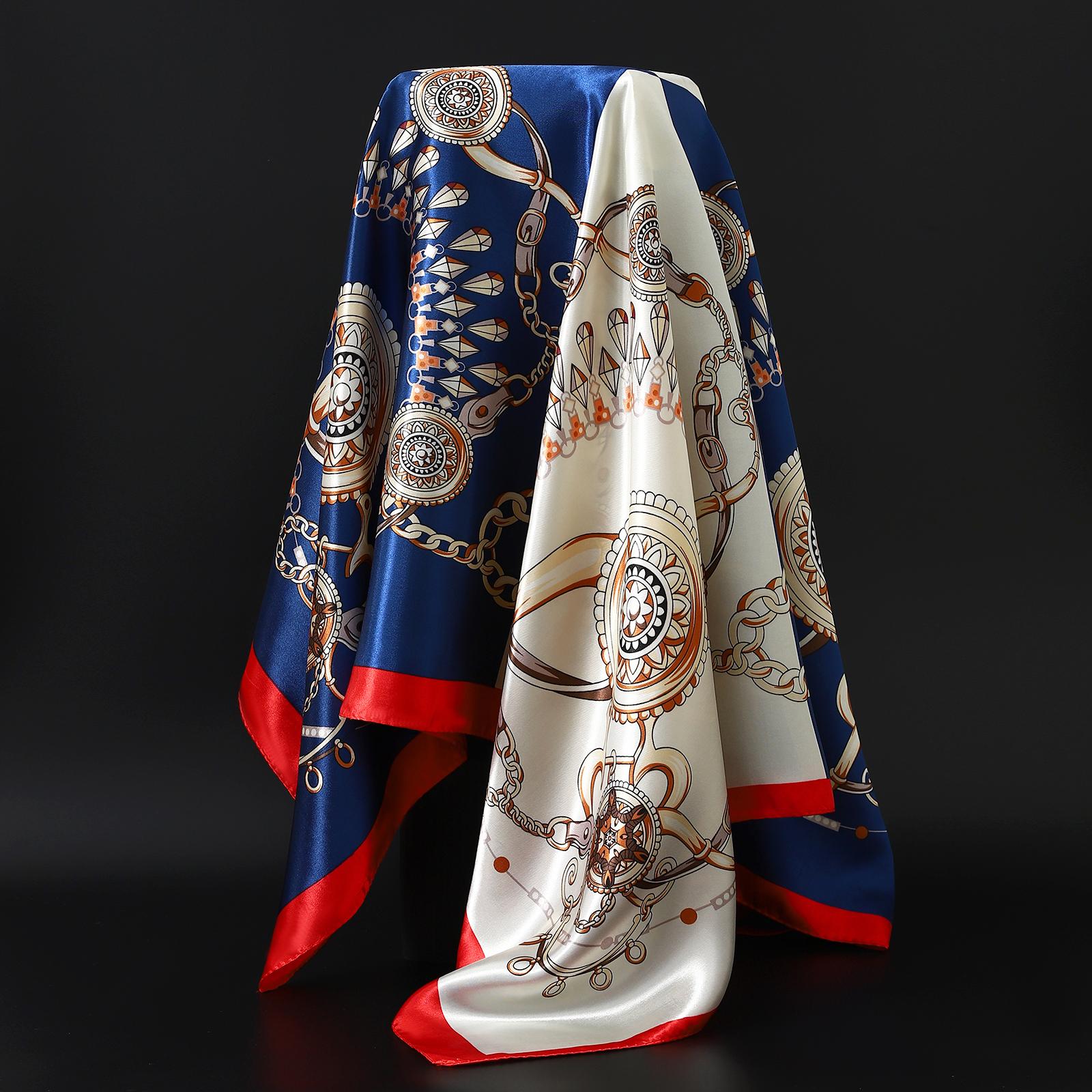 

Шелковые шарфы женские люксовые брендовые летние модные дизайнерские головные/волосы шарф 90*90 см хиджаб бандана шеве фуляр женский 90X90 см 90X90CM