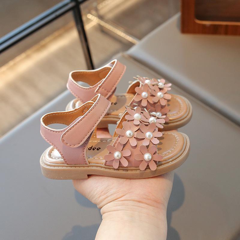New Summer Girls Shoes, Floral Princess Korean Style Beach Sandals, Soft Sole Toddler Baby Sandals