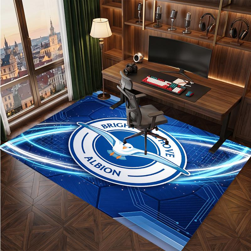 Brighton & Hove Albion Football Print Crystal Velvet Rug, Comfortable Water Absorbent Non Slip Indoor Floor Carpet