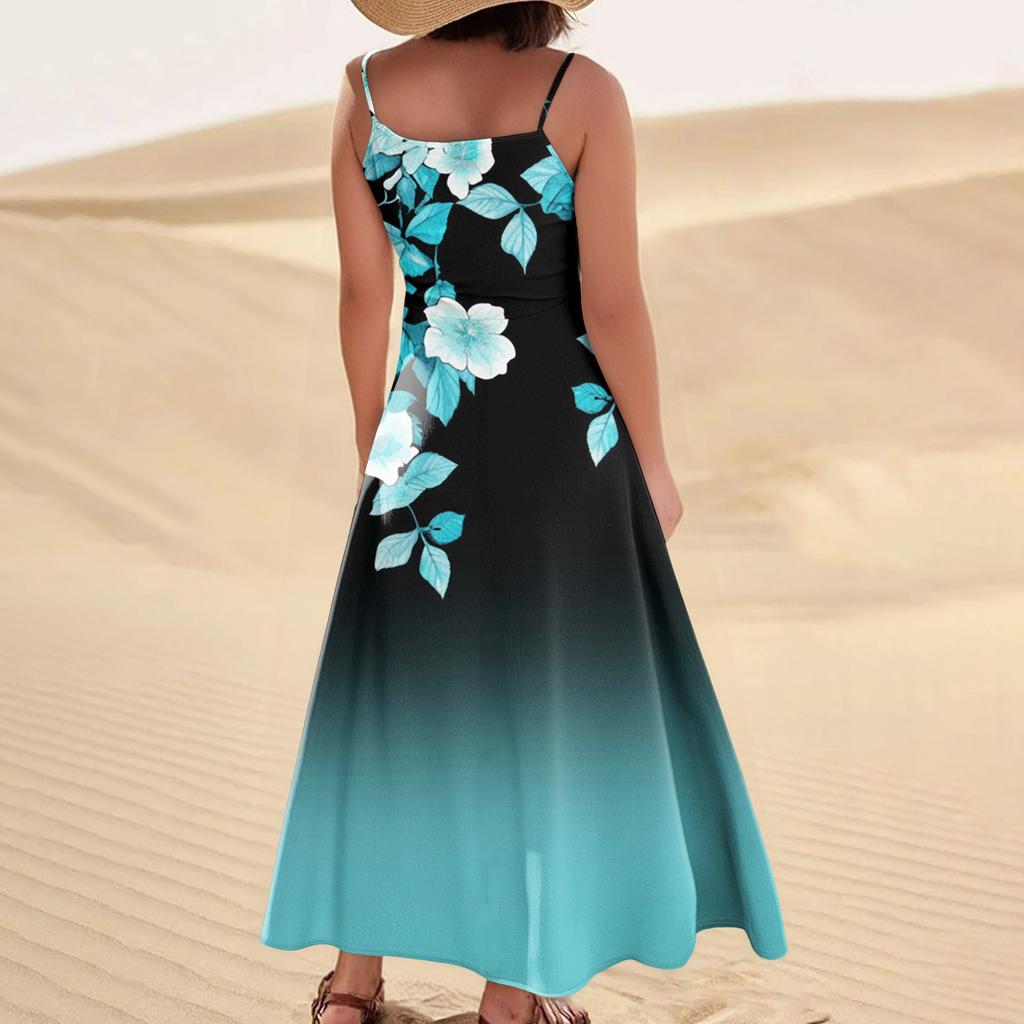 Vestito estivo da donna, casual, largo, lungo, da spiaggia, per le vacanze