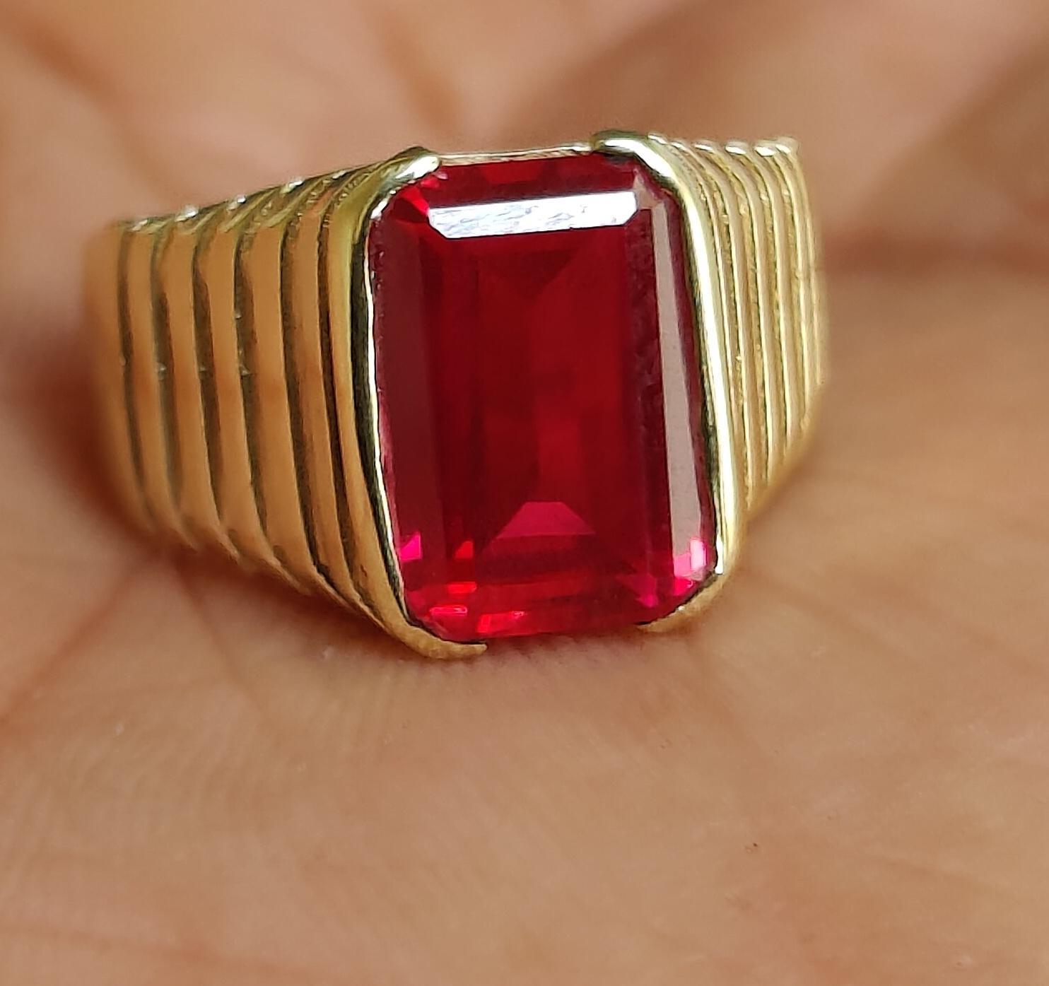 

Кольцо-печатка с рубином, серебро 925 пробы, кольцо с рубином для женщин, кольцо с драгоценным камнем, украшения ручной работы, подарок для партнера 10 латунный