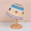 Japanese hollow knitted basin hat autumn and winter sweet dopamine wool hat women's colored flower bucket hat