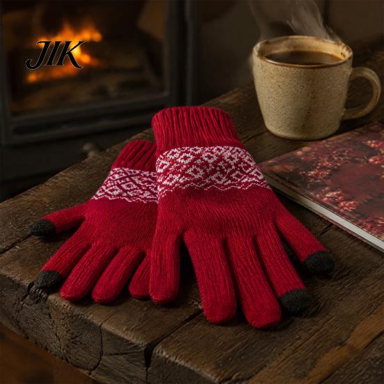 Wind Resistant Thermal Gloves for Outdoor Activities Knit Gloves, Thickened Velvet Lining And Elastic Ribbed Cuffs Winter Essential Cold Climate Warm