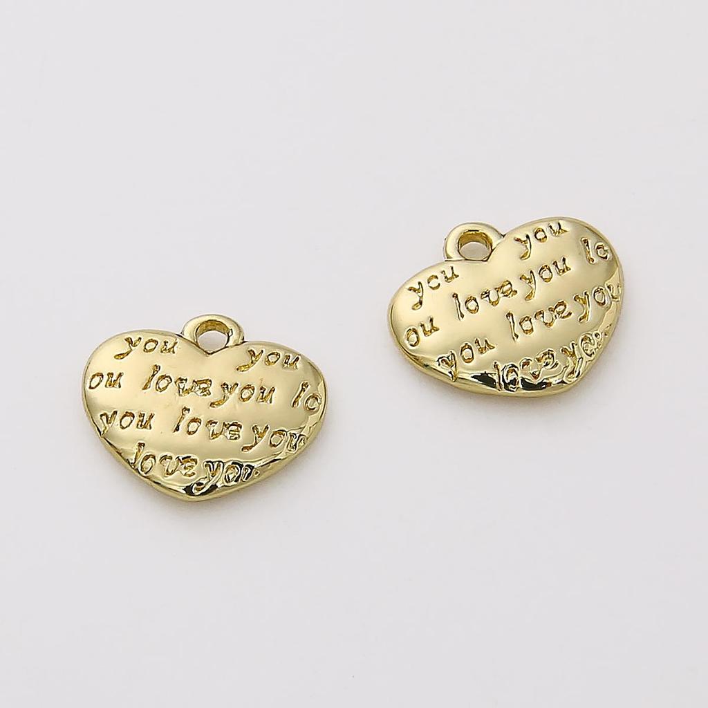 1pc Brass Embossed Heart Charms Lovely Pendnat for Earring Necklace Bracelet Jewelry Making