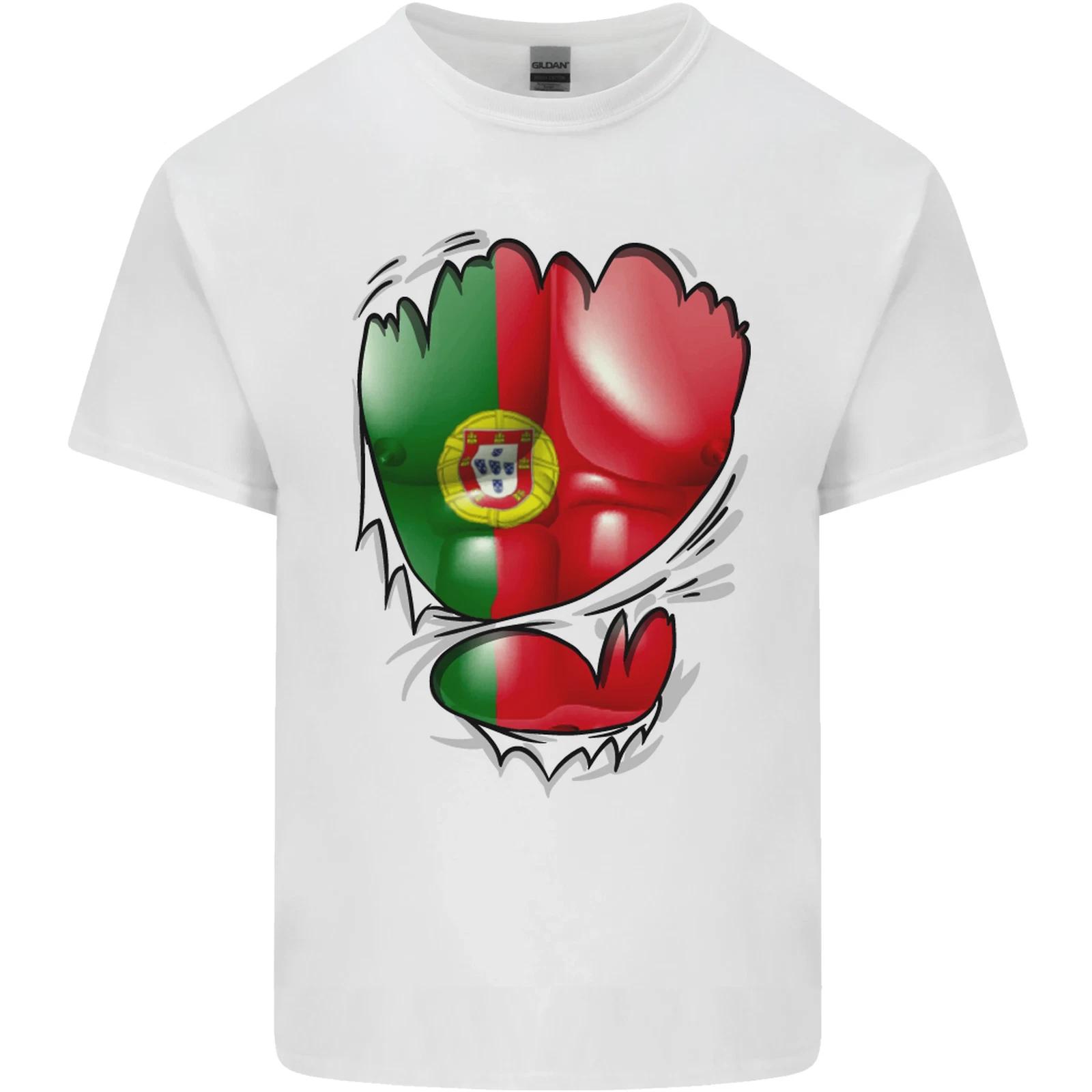 Gym Portuguese Flag Ripped Muscles Portugal Kids T-Shirt Childrens 2XL