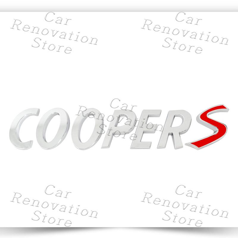 3D Car Decor S Logo Front Hood Grille Emblem Sticker For Mini Cooper S R53 R52 R56 F57 F55 F56 JCW Fender Rear Trunk Body Badge
