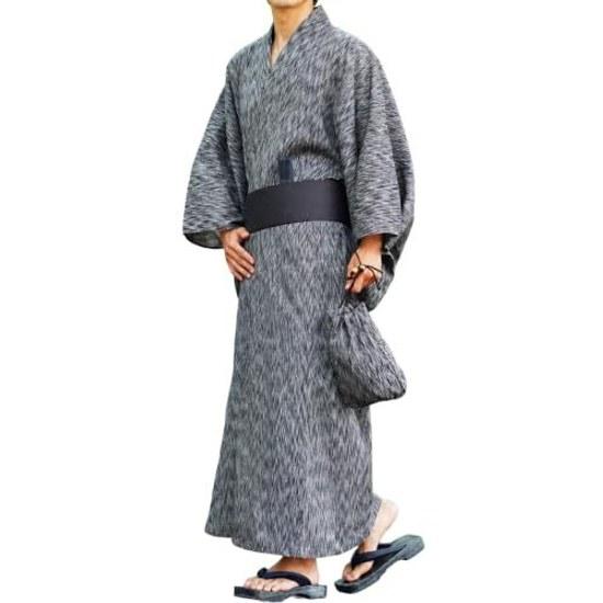 Rochelle Jiggys Shop Mens Yukata 6-Piece Set (Yukata Obi Geta Shingen-bukuro Sensu Koshi-obi) One-touch Easy Dressing Summer Clothing Festival Cool