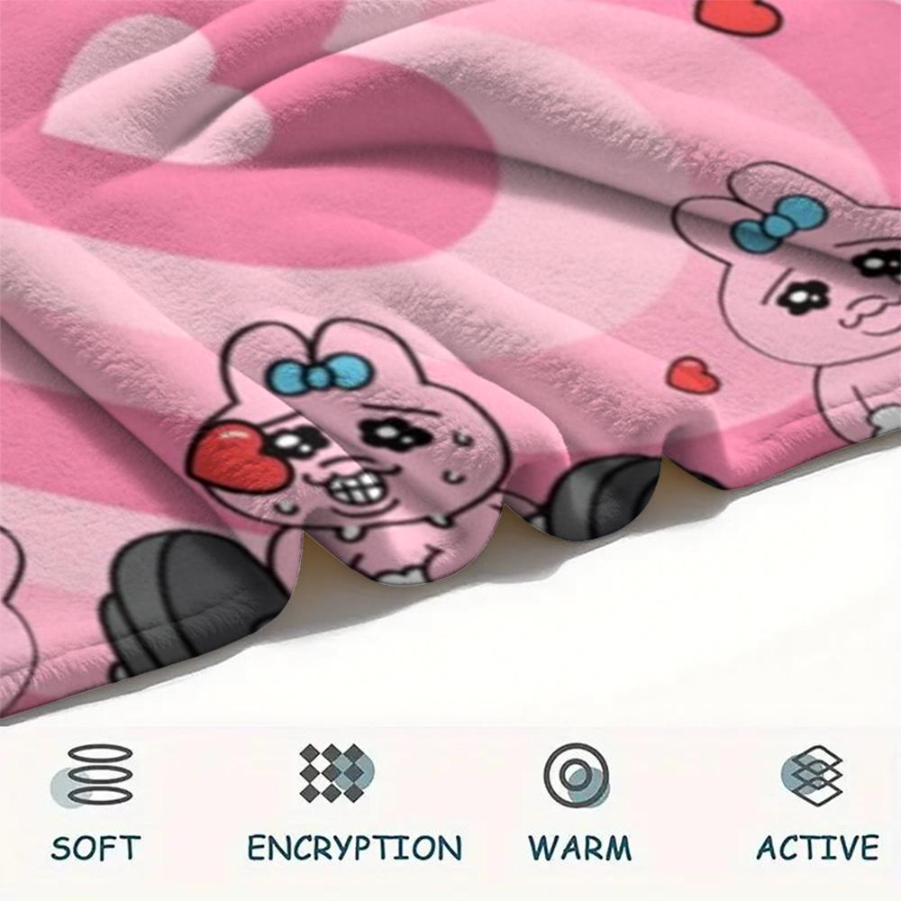1PC Opanchu Usagi Print Flannel Blanket, High quality Comfortable for All Seasons, Home Decor, Warmth and Comfort, Perfect for Christmas Gifts104