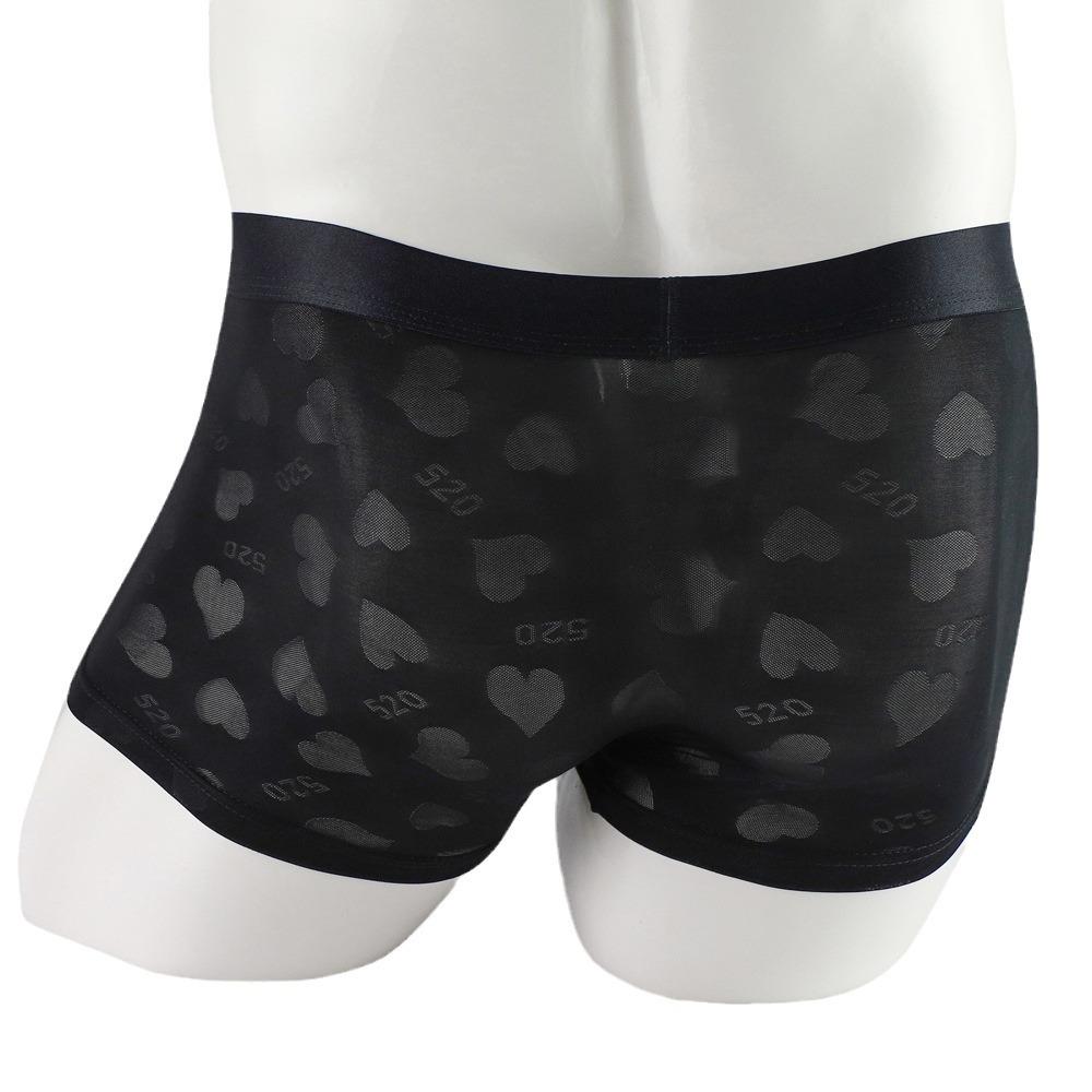 Men's Exotic Heart-Shaped Jacquard Thin Elephant Trunk Underwear Set
