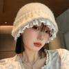 Lace Lace Knitted Bucket Hat Women's Season Sweet Versatile Wool Hat Warm Face Small Hat Tide