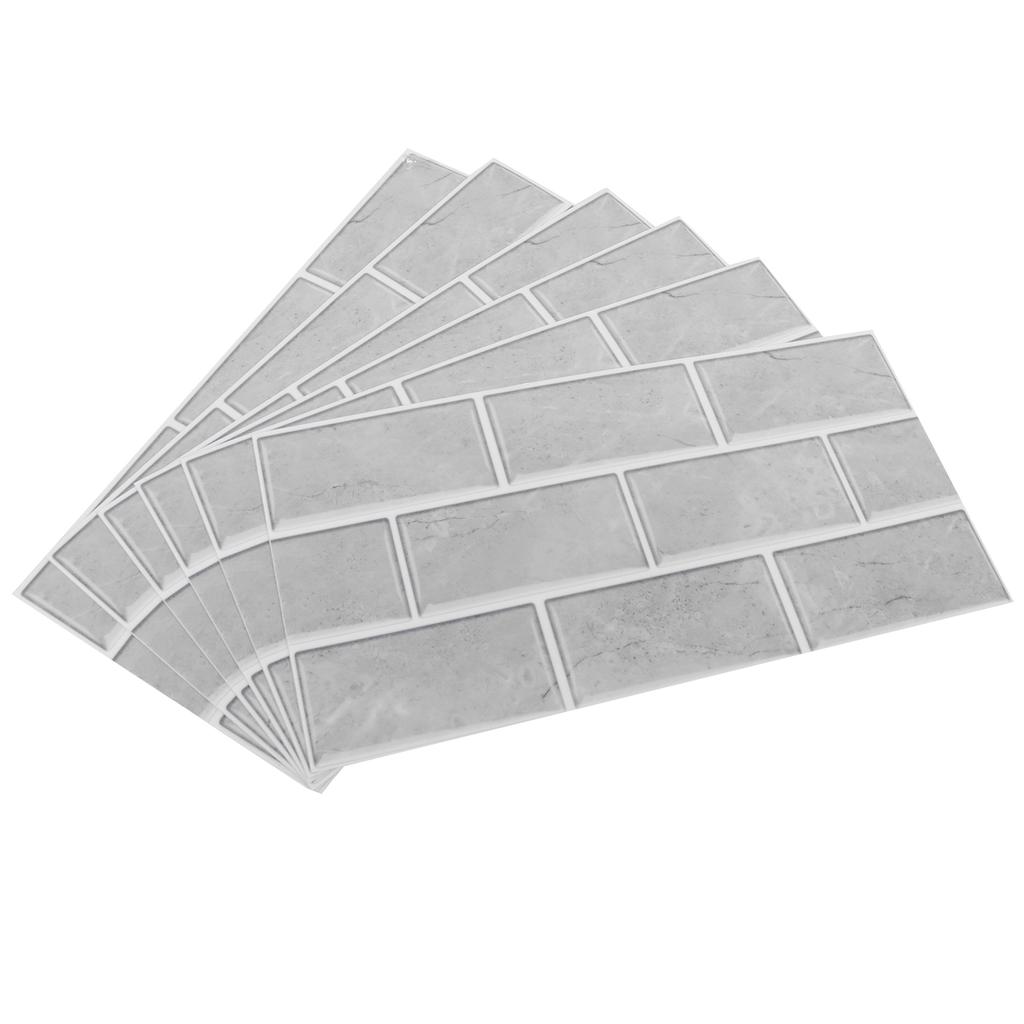 6pcs Gray Tile Pattern Wall Decal Waterproof SelfAdhesive Wall Sticker for Home Kitchen
