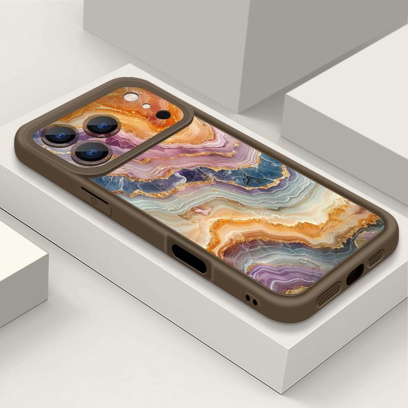 Colorful Marble Case For iPhone 17 Pro Max Case iPhone 16 15 14 13 Pro Max 11 17e 16e Shockproof Bumper Soft Silicone Phone Cover Cases