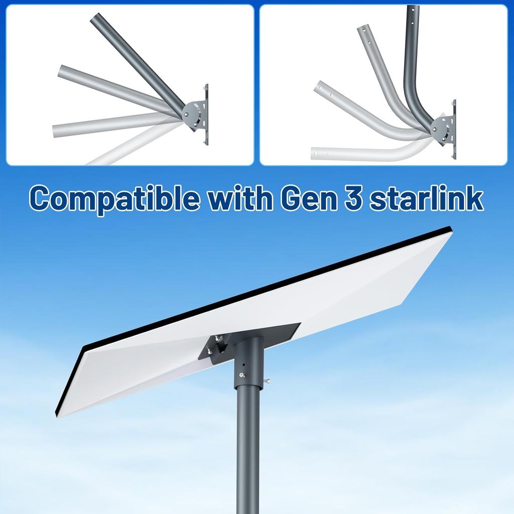 Kit Starlink Satellite Complte Gen3 Outdoor Wall Mount, Heavy Duty Pipe Bracket, Weatherproof Mount for RV Camping & Boating