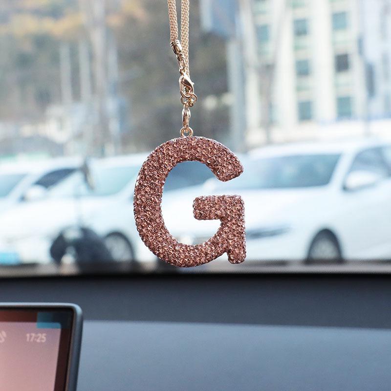 Rhinestone Ceramic Cross Pendant for Car Mirror Decor