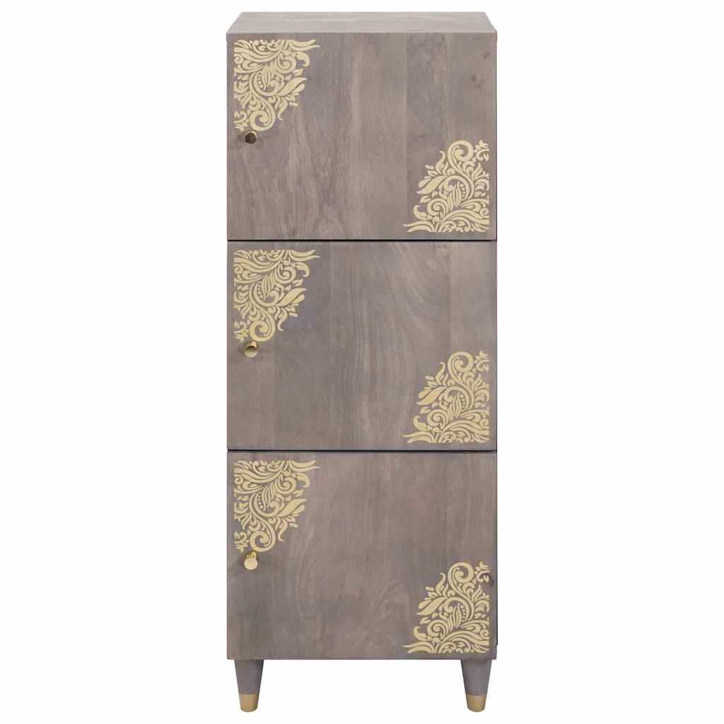 Highboard Gray and Gold 40 x 33 x 110 cm Solid Mango Wood