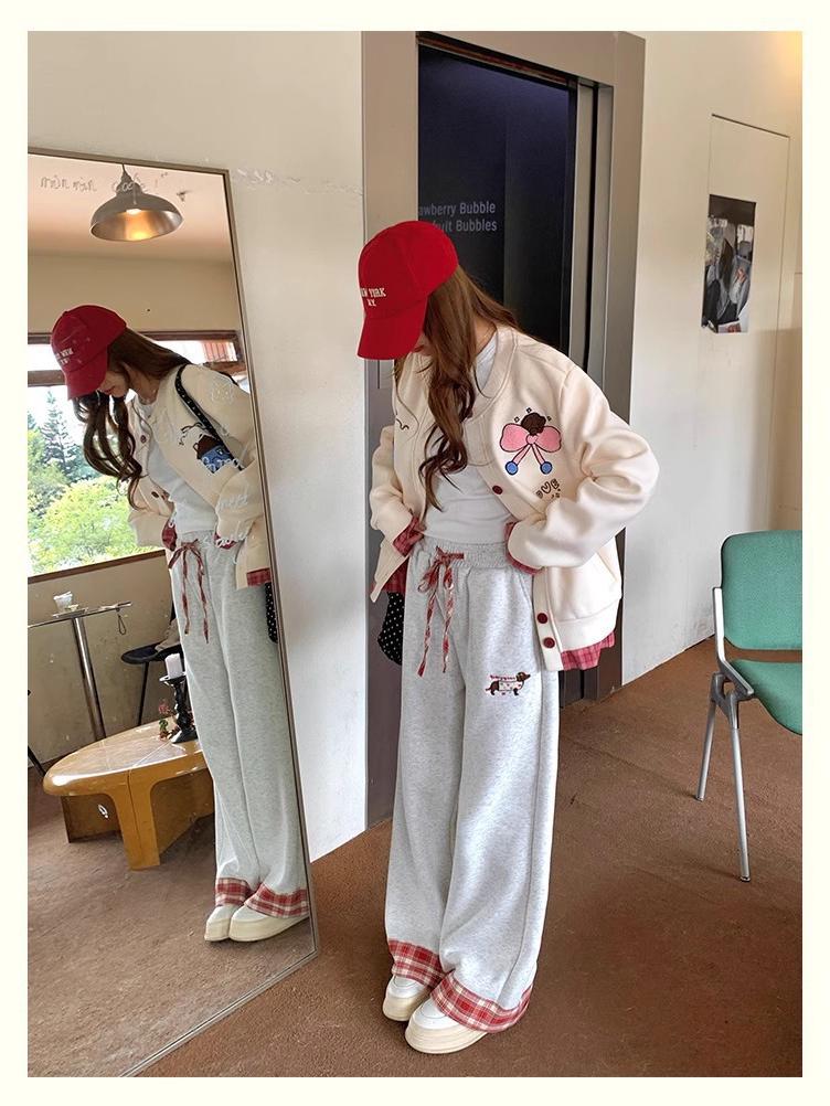 Damen Graue High-Waist Sweatpants mit Spitze und weitem Bein - Kollektion Frühjahr 2025