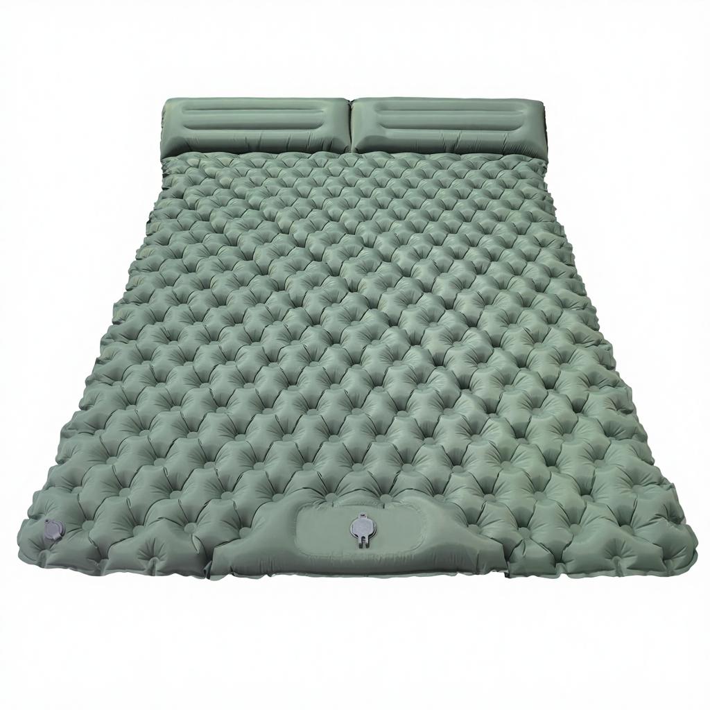 Double Foot-Pumped Inflatable Cushion Camping Sleeping & Nap Mat Widened Outdoor Moisture-Proof Nylon Lightweight