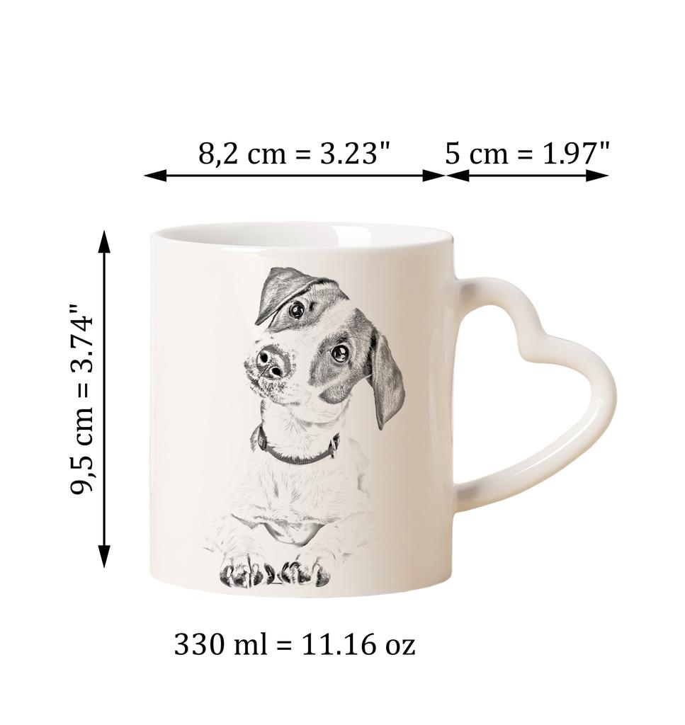 Jack Russell Terrier - cup with a dog, adorable cup with a heart-shaped handle, universal gift from the Art-Dog brand