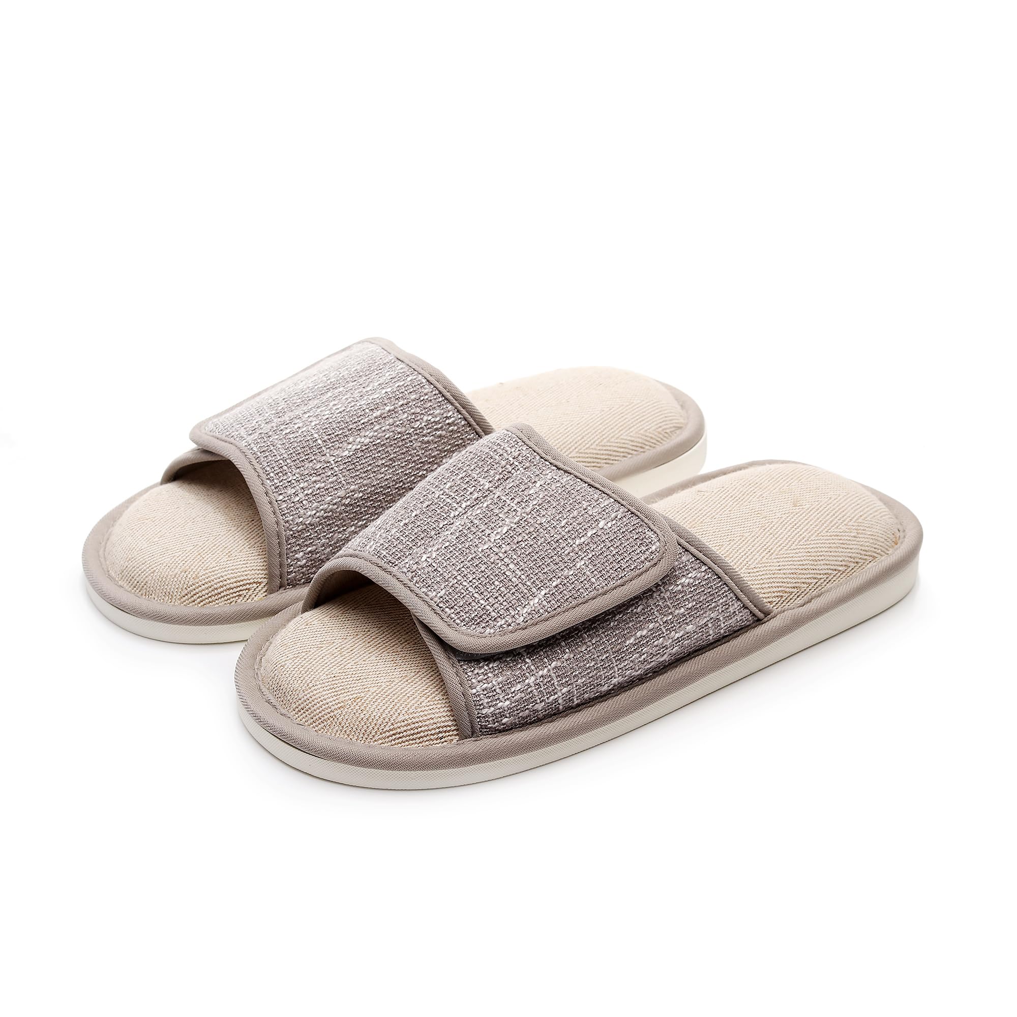 

Ohmyk Регулируемая застежка-липучка Большой размер и тапочки для плоскостопия и отечности Верх японской обуви, Нескользящие, Мужские Женские Домашние/Уличные Нескользящие (Серый, серый